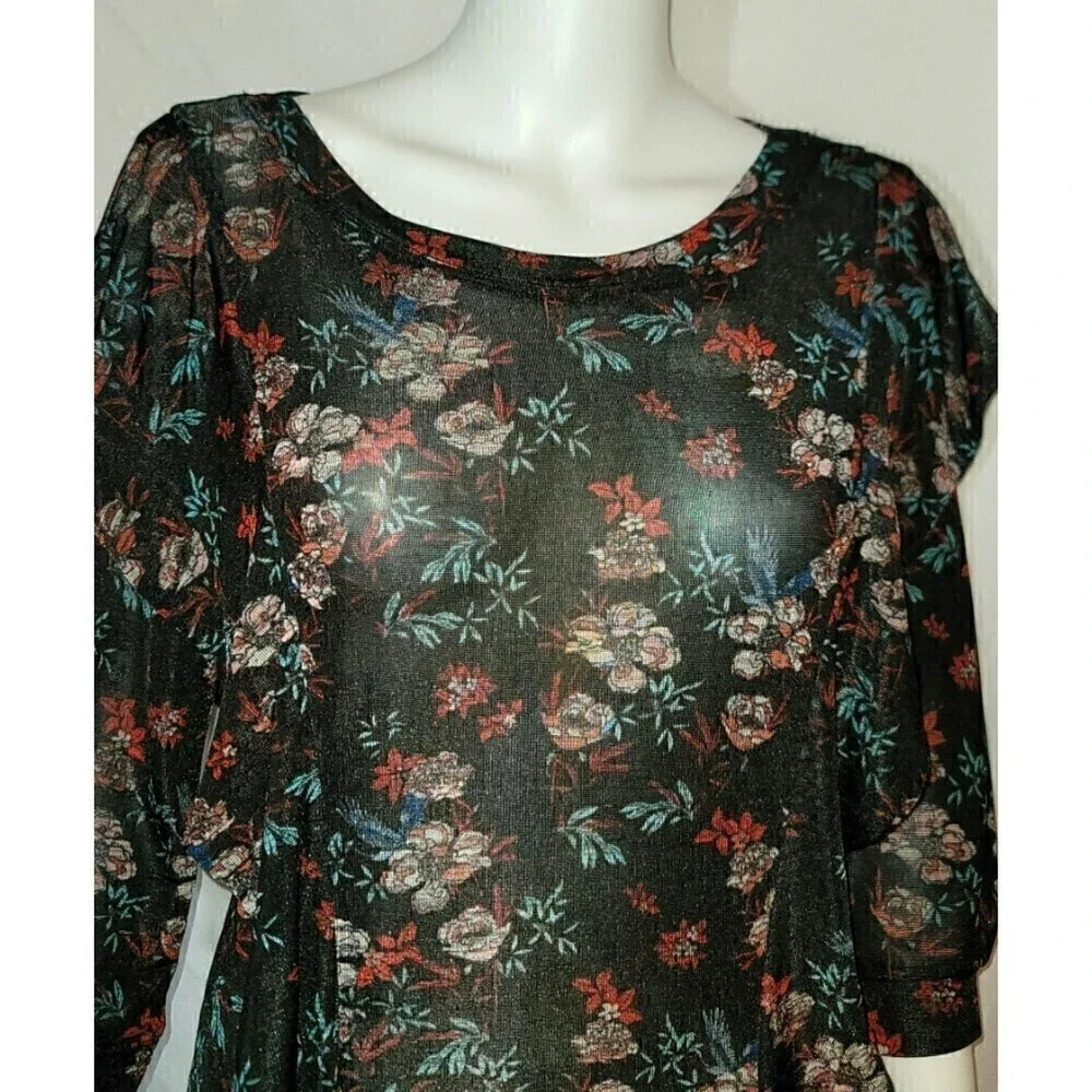 Free People Floral Dock Street Top Stretch Ruffle - Size SP